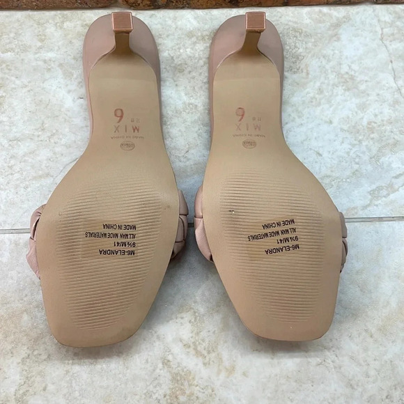 Mix No. 6 Braided Heeled Mules Women’s Size 9.5M Nude Slip-On Square Toe Sandals - Picture 8 of 11